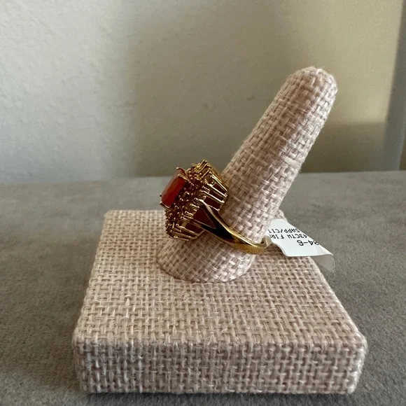 Fire opal with sapphire & Citrine accents 10yg Ring - Picture 5 of 11